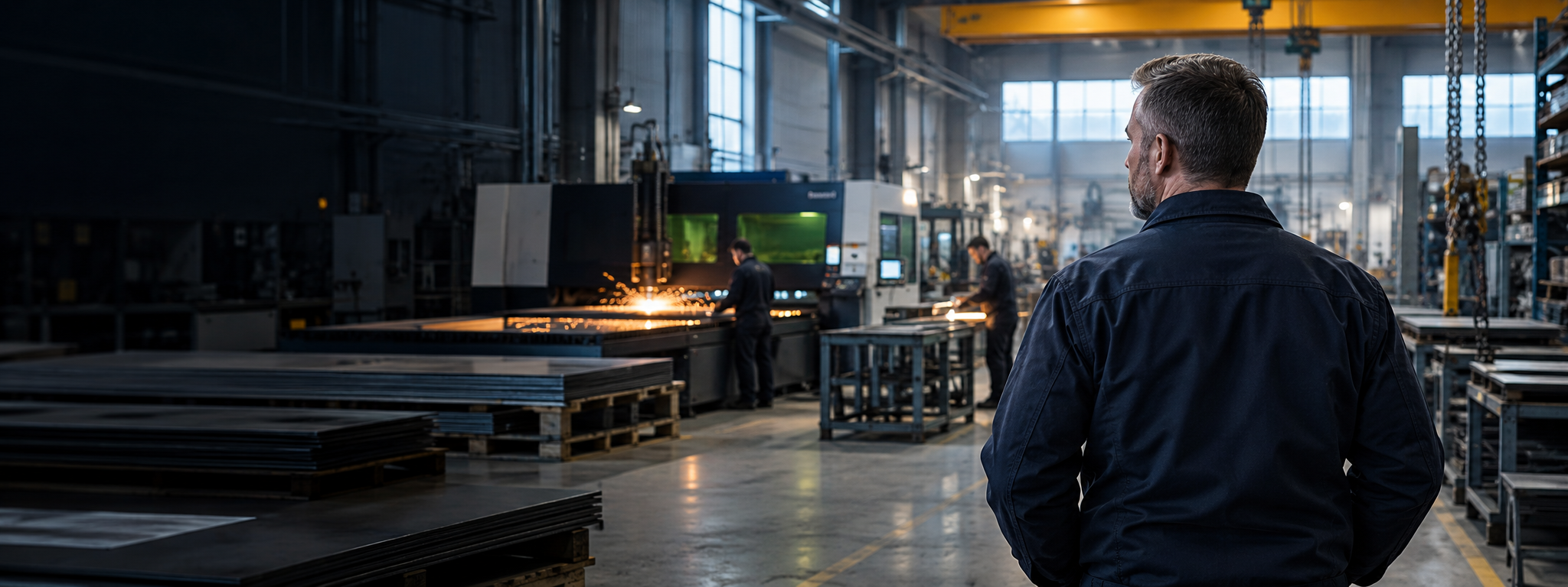 Modern svensk industriverkstad med pågående produktion